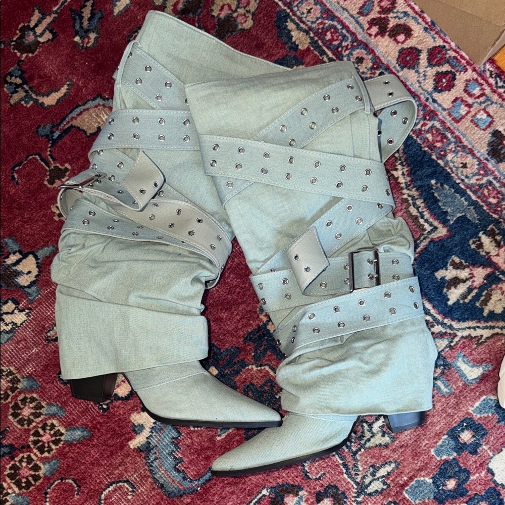 Stylish Blue Heeled Boots
